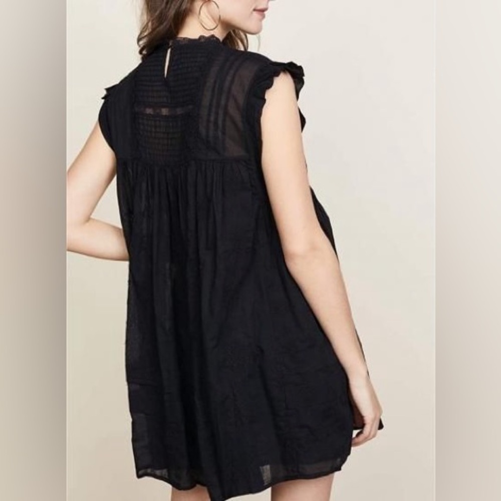 FREE PEOPLE | Cotton Black Lace Tunic Mini Dress with Pockets Coverup - Picture 3 of 16